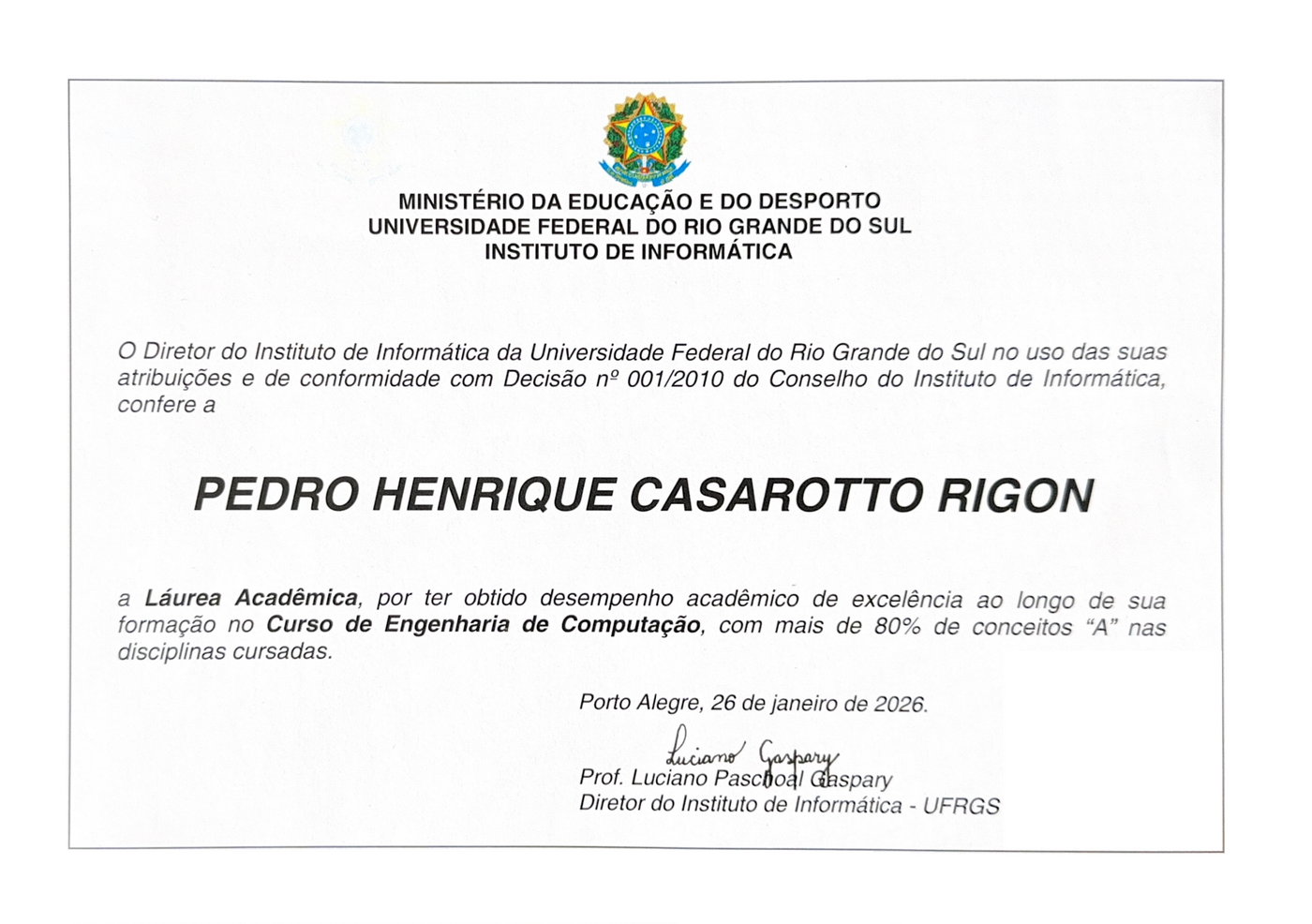 Documento de Láurea Acadêmica UFRGS